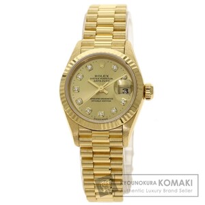 ROLEX ロレックス 69178G デイトジャスト 10P ダイヤモンド 腕時計 K18イエローゴールド K18YG レディース 中古