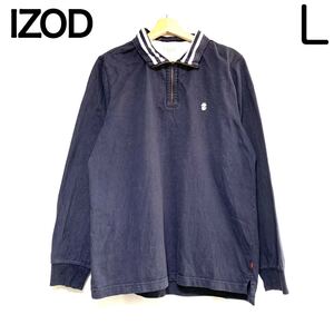 輸入古着 IZOD アイゾッド ハーフジップスウェット ネイビー ロゴ刺繍