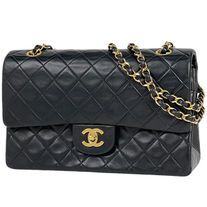 シャネル CHANEL マトラッセ Wフラップ チェーン ショルダーバッグ ココマーク レザー ブラック A01112 レディース 【中古】