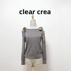 clear crea クリアクレア　長袖薄手グレートップス　肩リボン　日本製