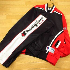 ◎Champion チャンピオン M 上下セット！バスケ◆ジャージ ジャケット&パンツ ユニフォーム◆メンズ 黒x赤◆BA0951