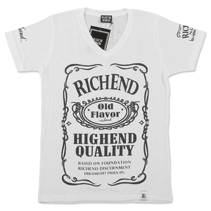 RICHEND/リッチエンド VネックＴシャツ 【HYBRID V】ホワイト×ブラック（サイズ：XL） アメージング 服 白 黒 ストリート ダンス 衣装 LL