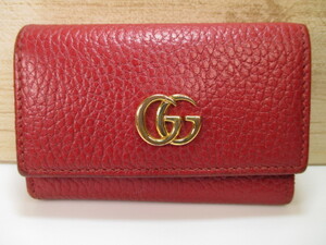 ☆GUCCI グッチ レザー レッド GGマーモント 6連キーケース(456118)!!