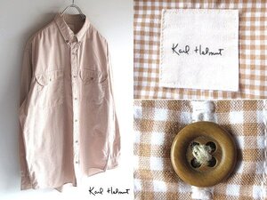 ネコポス対応 Karl Helmut カールヘルム コットン ギンガムチェック BDシャツ M ベージュ ホワイト ボタンダウン PINK HOUSE ピンクハウス