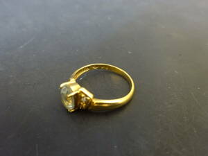 金製　K18刻印　石付リング　指輪　2.2g　つぶし