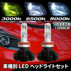 (P)車種別 LEDヘッドライト 爆光3色楽しめる テリオス J100G.102G.122G H12.05～H18.01 HB4 12000LM 簡単取付 車検対応