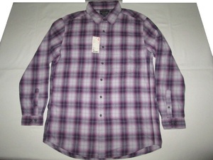 ★新品 旧商品 2010年 UNIQLO ユニクロ フランネルチェックシャツ(長袖)(ヴィンテージ) XL 74.PURPLE パープル 紫 綿100% 品番332-065161★