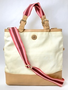 【★即決★】TORY BURCH トリーバーチ 3wayバッグ キャンバス ホワイト