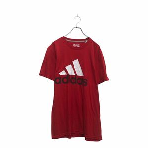 adidas 半袖 プリント Tシャツ アディダス L レッド ロゴ スポーツウェア クルーネック 古着卸 アメリカ仕入 a605-6293