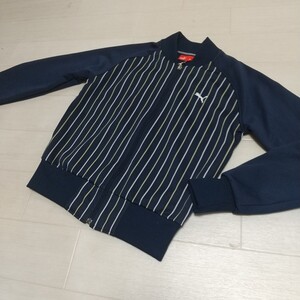 プーマ puma ジャケット トップス トラックジャケット ストライプ ネイビー フルジップ ラグラン袖 レディース M サイズ 日本製