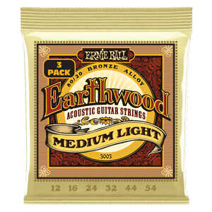 3パック アーニーボール アコギ弦 3003 Medium Light ミディアムライト Earthwood 80/20 Bronze 12-54 ゲージ ERNIEBALL