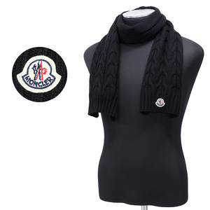 送料無料 91 MONCLER モンクレール 0001605 04S02 ブラック マフラー SCIARPA ウール 男女兼用 size S