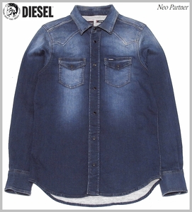 定価￥30,800 即決 極美品 DIESEL ディーゼル JOGG SONORA-NE 0662S スウェット インディゴ ストレッチ デニムシャツ XS 正規品 メンズ