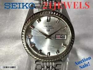 【可動品】SEIKO セイコー スポーツマチック ５ 21石 文字盤 色:シルバー 自動巻 腕時計 アンティーク