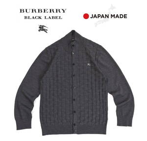 BURBERRY BLACK LABEL（バーバリーブラックレーベル）格子模様ハイゲージウールニット・ハイネックカーディガン　 size3　　日本製