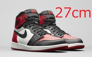 NIKE AIR JORDAN 1 RETRO HIGH OG BRED TOE 27cm ナイキ エア ジョーダン ハイ ブレッド トゥ つま赤 つま黒 新品未使用 黒タグ付き