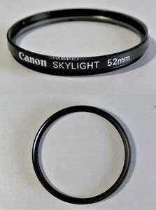 Ｃanon 　(188)　 美品・レンズフィルタ　52mm 　Skylight 　（紫外線防止、レンズ保護）　キャノン