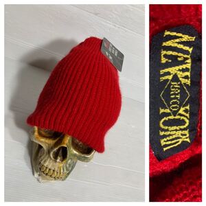 未使用タグ付き　NEW YORK HAT CO ニューヨークハット　USA製　赤　ニットキャップ　ビーニーキャップ　帽子　レッド