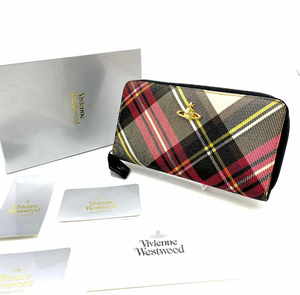 Vivienne Westwood ヴィヴィアンウエストウッド　長財布　ウォレット　チェック　ラウンドファスナー　レザー　BSK7