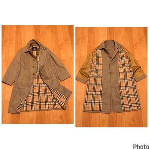 良品☆OLD 90sBURBERRY／オールドバーバリー メンズサイズS-M並 バルマカーン.ステンカラーコート 裏地ノバチェック柄 ビンテージ/トレンチ