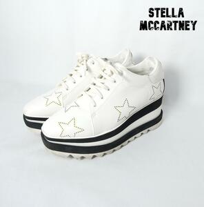 良品 綺麗 STELLA McCARTNEY ステラマッカートニー ELYSE エリス 38 約25㎝ 厚底 スニーカー 星 レザー レースアップ オフホワイト