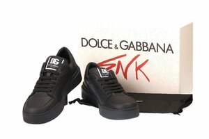 セール ドルチェ＆ガッバーナDOLCE&GABBANA ニューローマ スニーカー ナッパカーフスキン ブラック サイズ45 約30cm CS2036 A1065 80999