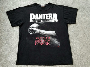 当時物 90s 92年 USA製 PANTERA パンテラ VULGER DISPLAY OF POWER 俗悪 Tシャツ L ビンテージ アメリカ製 ロックT メタルT