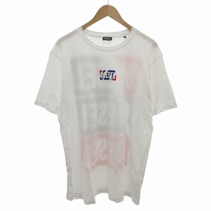 ディーゼル DIESEL Tシャツ カットオフ ロゴプリント 半袖 XL 白 ホワイト /FF 0926 メンズ