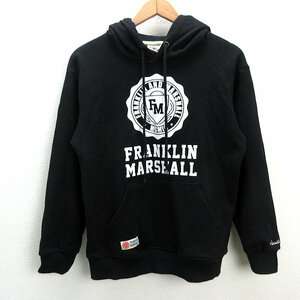 k■フランクリン＆マーシャル/FRANKLIN MARSHALL ロゴプリント プルオーバーパーカ【S】黒/MENS■23【中古】