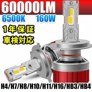 【安心1年保証】LED ヘッドライト バルブ フォグランプ 60000LM 160W 車検対応 6500K H4 H7 H8 H10 H11 H16 HB3 HB4 12V/24V車対応 LF-200