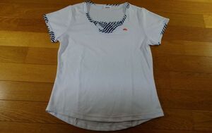 ellesse エレッセ レディース プラシャツ SIZE:M 白 紺 送料215円～