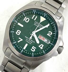 T05/273 CITIZEN シチズン 腕時計 ECO-DRIVE H100-T011039 アナログ 20気圧防水 電波時計 グリーン/シルバー/ホワイト/他