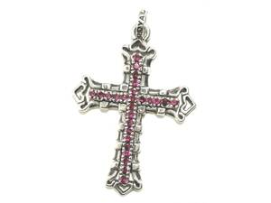 ☆初期 レアカラー 定価￥123,200 本物 正規品 ロイヤルオーダー Medium Consort Cross w/ Ruby Color CZ ペンダントトップ シルバー925☆