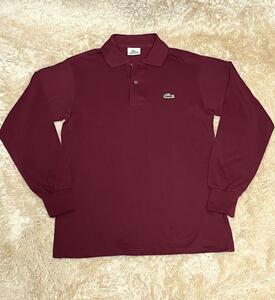 即決★美品 日本製 LACOSTE L1312★2 長袖ポロシャツ ラコステ 赤 ワインレッド ロングスリーブ 定番 ロングセラー