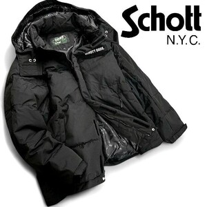 □Schott N.Y.C. ショット 新品 定価3.8万 CLASSIC TWOTONE DOWN JKT クラシック 2トーン ダウンジャケット 3122069 黒XL ▲105▼30525k05