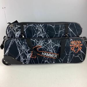 s5534 HAMMER ボーリングバッグ 3個収納 キャリーバッグ BLACK WIDOW ボーリング バッグ ボーリングの玉 中古