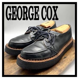 GEORGE COX [ジョージコックス] 11251 ラバーソール モカシン レザー ブラック 黒 UK8 26.5cm 革靴 シューズ イングランド製 メンズ