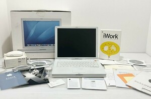 D(0312x3) Apple ibook G4 モデル A1134 mac ケーブル マウス 取説 iWork 05 付属 ホワイト ノートパソコン ★ジャンク ★商品説明必読