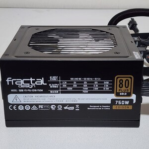 FractalDesign EDISON M 750W(FD-PSU-ED1B-750W) 80PLUS GOLD認証 ATX電源ユニット セミプラグイン 動作確認済み PCパーツ