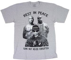 LA ストリートプリント Rest In Peace R.I.P. アーティスト プリント 半袖 Tシャツ (グレー) [並行輸入品]　(3XL)