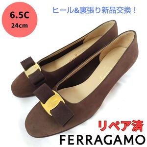 フェラガモ【Ferragamo】ヴァラ スエード パンプス 濃茶色