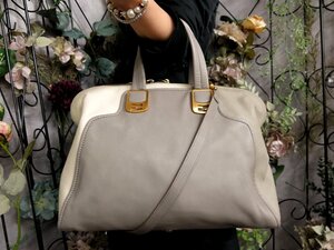 ●超美品●FENDI フェンディ●カメレオン●カーフ レザー 本革●2way ハンド バッグ●グレー オフホワイト●G金具●斜め掛け●A4●Js53326