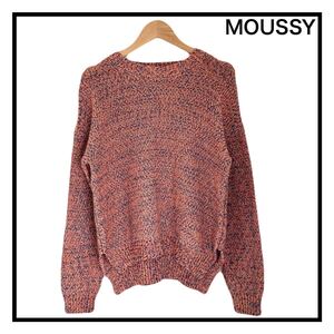 MOUSSY　マウジー　ニット　セーター　レディース　レッド　長袖　ドット