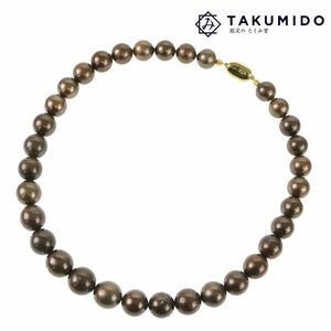 パールネックレス ブラウン系 ゴールド 総重量約100g ジュエリー アクセサリー 中古AB 270858