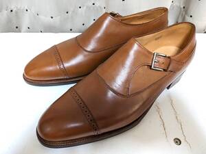 未使用品 JOHN LOBB ジョンロブ BERKLEY バークレー シングルモンク ストレートチップ シューズ 7 靴 ブラウン