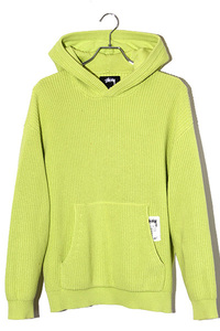 Stussy ステューシー COTTON KNIT HOODIE ニットパーカー フーディー S LIME ライム 117138 /● メンズ