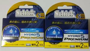 【Schick「HYDRO 5 PREMIUM」】《シック　ハイドロ　5　プレミアム》「 の替刃２個入り」×「２セット」《新品未使用品》