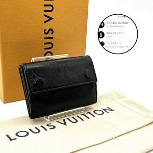 RFID搭載◆未使用級◆LOUIS VUITTON ルイヴィトン ディスカバリー コンパクトウォレット シャドウ モノグラム 三つ折り財布 ブラック 黒