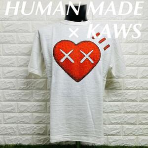 即決 HUMAN MADE× KAWS コラボ Tシャツ 白 おしゃれ Lサイズ ヒューマンメード × カウズ 送料込み XX22TE008WH