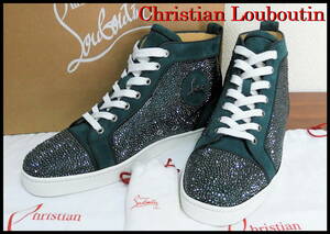 激レアカラー Christian Louboutin ルイススワロ 緑 メンズ ハイカット スニーカー スタッズ 新品 クリスチャンルブタン グリーン 41